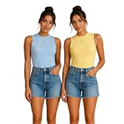 Toochki Tops for Women Crop Top for Women’s Tank Activewear Tee Casual Sports Cotton High Neck Camisole Pack of Two (2)