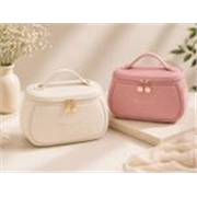 heboo Women White, Pink Cosmetic Bag (Pack of 2)