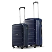SNITCH Loop 2Pc Set Blue Polypropylene Hard Travel Suitcase – Trolley Bag Set of 2 & Luggage with 4 Wheels, Secure Lock & Free Shoe Bag