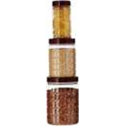 Finner Pack of 3 Plastic Grocery Container – 450 ml, 250 ml, 100 ml Brown
