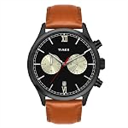 TIMEX Analog Watch for man with Black Round Dial & Tan Leather Strap Band Water Resistant Men’s Wrist Watches – TWEG19808