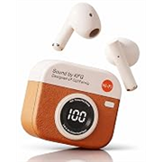 Aura TWS Earbuds with Digital Display, BT 5.49+ENC for Clear Calling, Low Latency Gaming Wireless Headphone, 36 Hours Play, Immersive Sound, Touch Control, IPX4 & Voice Assistance. Brown
