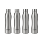 Solara Water Bottle 1 Liter for kids, Fridge, Office, 1000 ml Stainless Steel Bottle (Pack of 4, Silver)