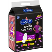 SANILO Jumbo Sure Care Maxi Dry Trifold 100% Leak Free, Anti-Rash 320mm XXL Size Sanitary Pad (Pack of 40)