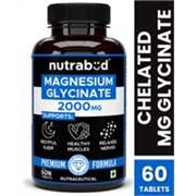 Nutrabud Magnesium Glycinate 2000mg – 100% RDA – For Better Sleep & Muscle Recovery (60 Tablets)