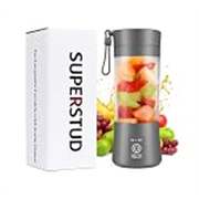 SUPERSTUD Portable Blender Electric Juicers Fruit Mixers USB Rechargeable Smoothie Mini Personal Juicer For Home – 6 Blades Mini Smoothies & Juices; Office, & Kitchen (Royal Gray)