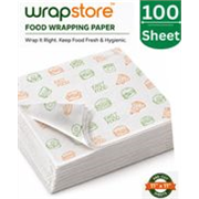 WRAPSTORE 100 Pre-Cut Butter Paper Sheets | Non-Stick Food Wrapping for Snacks Parchment Paper (100 m)