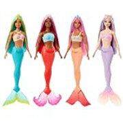 Barbie Mermaid Doll 4 with Fantasy Hair and Headband Accessories, Mermaid Toys with Shell-Inspired Bodices and Colorful Tails