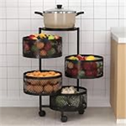 HomeWiz Round Kitchen Rack 4- Layer | Lifetime Usage Heavy Duty Steel Trolley | Kitchen Storage | Onion Potato Rack for Kitchen | Multipurpose Storage Rack for Fruits & Vegetables | Rust-Free Forever