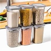 HomeWiz Airtight Kitchen Storage Box 1100ml Pack of 6 | Food Grade BPA-Free Kitchen Jars | Storage & Containers Set | Container Set For Pulses | Unbreakable Plastic Container Set |Multipurpose Storage