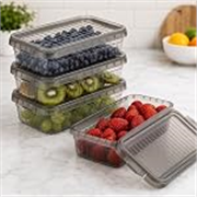 HomeWiz Fridge Storage Containers 2000ml x4 | Air Tight Storage Container Set | Fridge Organiser Storage Boxes |Food Grade BPA-Free Plastic Containers |Stackable, Transparent, for Fruits & Vegetables