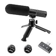 pTron KWM4 3in1 Wireless AI-Noise Cancellation Microphone, 2.4GHz, 360° Sound Capture, 80m Range, 40hrs Battery, Reverb Mode, Type-C Receiver, Magnetic Clip-on Mic for Interviews & Vlogging (Obsidian)