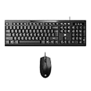 HP KM125 Wired Keyboard and Mouse Combo | Full Size 104 Keys | 1000 DPI Optical Mouse | USB Plug & Play | LED Indicators | Compatible with Windows & macOS | Black (B43SZAA)