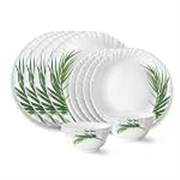Larah by Borosil Crescent Fluted Series Opalware Dinner Set | 12 Pieces for Family of 4 | Microwave & Dishwasher Safe | Bone-Ash Free | Crockery Set for Dining & Gifting | Plates & Bowls | White