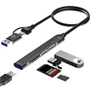 Portronics Mport 31 Plus USB 3.0 Hub Dock (5-in-1) with USB & Type-C Dual Plugs, upto 5 Gbps High Speed, USB 3.0, 2-Port USB 2.0 & SD/microSD Card Reader for Laptop, PC, Mac, Smartphone, Tablet (Grey)