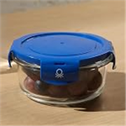 United Colors of Benetton Glass Food Storage Container 570ml Blue Lid
