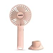 AGARO Elite Rechargeable Mini Fan, 4 inches, Lithium-Ion with 2000 mAh Battery, 3 Speed Option and Table Dock Fan for Home, Kitchen, Office Desk, High Speed, Pink