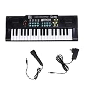 Intern INT-KB-3701 37 Keys Mini Keyboard Piano for Kids & Beginners with Microphone, 5V DC Power Adapter, 22 Demo Songs, 8 Rhythms, 8 Tones, Portable Electronic Musical Keyboard, Black