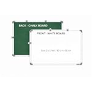 YAJNAS Non Magnetic 2×1 Feet Double Sided White Board and Chalk Board Both Side Writing Boards, one Side White Marker and Reverse Side Chalk Board Surface – Pack of 1