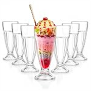 CELLO Falooda Glass Set of 6 Pcs 300ml, Transparent | Freezer & Fridge Safe, Leadfree Dishwasher Safe Toughened Crystal Clear Glasses Set for Drinking Juice Milkshake Cocktail Mocktail Coldrinks Soda