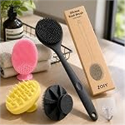 4-in-1 Silicone Bath Brush Set – Long Handle Back Scrubber, Body Exfoliating Shower Brush, Scalp & Face Massager, BPA-Free Soft Silicone Bath Brush for Men & Women, Hooks Included