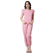 POPWINGS Casual Printed Top and Joggers Co-Ord Set for Women || Stylish Summer Co-Ords Set for Women || Round-Neck Top and Joggers Combo Set for Women