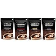 COCOSUTRA Hot Chocolate Mix | Swiss Vanilla, Mexican Spiced, Caramel & Mocha | Pack of 4 (Each 100 gm) 400 g | Drinking Chocolate Powder | Enjoy hot or cold