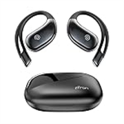pTron Bassbuds Trendz Open Ear Wireless Earbuds, SafeBeats Design, HD Mics & TruTalk AI-ENC Calls, 45Hrs Playtime, App Support, 14.2mm Drivers, BT6.0 Headphones, Type C Charging & IPX5 (Pearl Black)