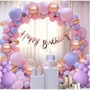 Party Propz Birthday Decoration Kit for Girls – 60 Pcs Balloons for Birthday Decorations, Bday Decorations for Kids, Purple Bday Decoration Kit, Bday Balloons Rose Gold, Purple, Pink