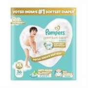 Pampers Premium Care Pant Style Baby Diapers XL 36 Count | No Marks Design | Voted India’s #1 Softest Diaper | All in 1 diaper with 360 Cottony Softness