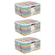 Pretty Krafts Set of 3 Non Woven Underbed Storage Bag with Handles, Clear Window & Zipper Lock | Quilt, Comforter & Blanket Cover Organiser | Foldable Cloth Storage Closet Bag (62x40x28cm, Multicolor)