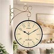 Amazon Brand – Solimo 10-Inch Vintage Station Analog Clock One Side Roman and Other Side Numeral Dial (Black with Brass Finish)