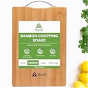 Rusabl Medium Bamboo Wooden Chopping Board, Metal Handle, 32×22 cm