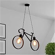 Bicycle Pendant Light Fixture, Industrial Vintage Bike Chandelier, Retro Iron Hanging Ceiling Lamp with 2 E26 Sockets for Kitchen Island, Dining Room, Bar, Coffee Shop, Restaurant (Bulbs Not Included)