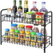 Globle Shine Multi Purpose Kitchen Spice Rack 2-Tier Foldable Stand for Kitchen Cabinet Utensil Kitchen Rack (Iron)