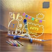 One94Store LED Acrylic Writing Board with Light & 7 Pens | 30×20 cm DIY 3D Rewritable Message Pad | Personalized Night Lamp & Display Board for Home, Office Desk, Kids & Gifts