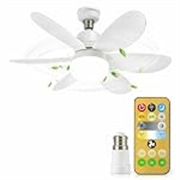 Gesto Portable Ceiling Fan with LED Light | B22 Plug & Play Fan Light with Remote | 3 Speed Fan | 3 Color Light (3000K/4500K/6500K) | Ideal for Bathroom, Kitchen, Bedroom, Pooja Room, Small Office