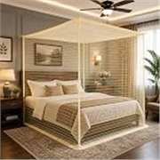 Mosquito Net for King Size Bed & Double Bed, 6×7 ft, Wall/Hook Hanging, Premium Poly-Cotton Blend Fabric Foldable Machhardani (Vanilla Cream)