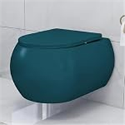 Plantex Imported Wall Hung Commode for Toilet/Ceramic Western Commode/Rimless Washdown Commode with Soft Closing Toilet Seat – P Trap (1064, Matt Blue)