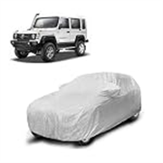 Sulfar 100% Waterproof Car Body Cover Compatible with Mirror for Force Gurkha with Long Lasting Durable Material (Triple Stitched, Full Bottom Elastic, Metallic Silver)