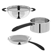 Lifelong LLSSCK01 Cookware Set of 3| Stainless Steel Kadhai with Lid 23 CM| Stainless Steel Sauce Pan 16 CM| Stainless Steel Fry Pan 23 CM| Bakelite Handles (Silver)