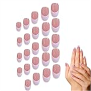 TEMPERIA Press On Fake Nails For Women & Girls – French Acrylic Reusable Aesthetic – Stick On Artificial False Nails Extension – (24 pcs) (Pink & White)