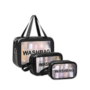 GRILL BUMP Clear Makeup Pouch Set, Cosmetic Organizer Bag for Women and Girls Travel Waterproof Toiletry Storage Kit