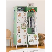 BOXJOY Plastic Kids Wardrobe with 6 Doors, Sticker Sheet & 5 Hook Holder