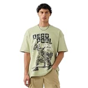 The Souled Store Deadpool: Maximum Effort Men and Boys Short Sleeves Round Neck Green Graphic Printed Cotton Oversized T-Shirts