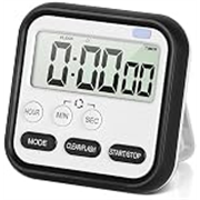 Digital Kitchen Timer & Stopwatch, Large Digits, Loud Alarm, Kitchen Timer, Magnetic Countdown Digital Timer for Teacher Kids and Elderly, for Classroom Home Work Fitness, Cooking (Black)