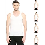 VIP Bonus Classic 100% Cotton Classic Snow White Round Neck Sleeveless Regular Fit Vest Combo Set for Mens