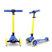 STREETJAM Komiks Kids Kick Scooter for 3–12 Years, Tilt & Turn Safety Lock (1st Time in India), BIS Approved, Lean-to-Steer, Wide Deck, Adjustable Height, Up to 35 kg Load (Blue with Golden Yellow)