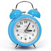 ABOUT SPACE 4 Inch Twin Bell Alarm Clock Round Silent Analog Desk/Non-Ticking with Night Light- Battery Powered Simple Design for Home Office Students Kids Bedroom – (PVC) Blue (Battery not Included)