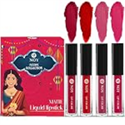 Noy Festival Collection 4 Liquid Matte Lipstick Essentials Cherry Pink, Red, Pruple, Magenta Shades